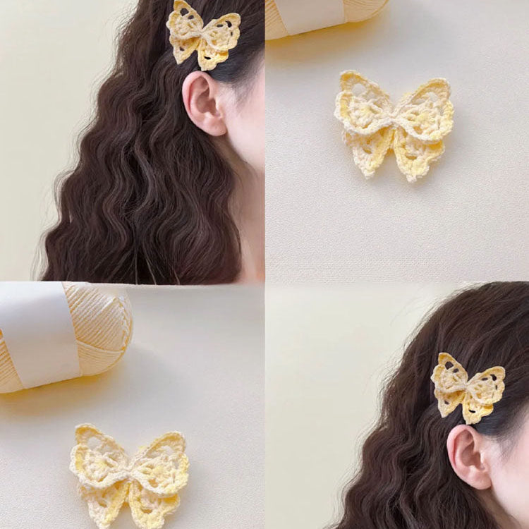DIY yarn hair clip crochet kit for knitted hair accessories and gifts