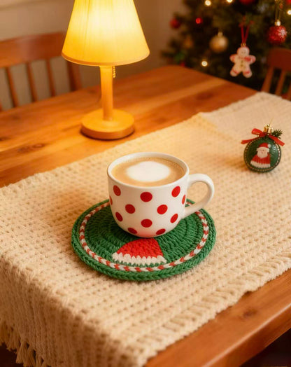 Christmas hat coaster crochet DIY kit yarn handmade Christmas tree gift