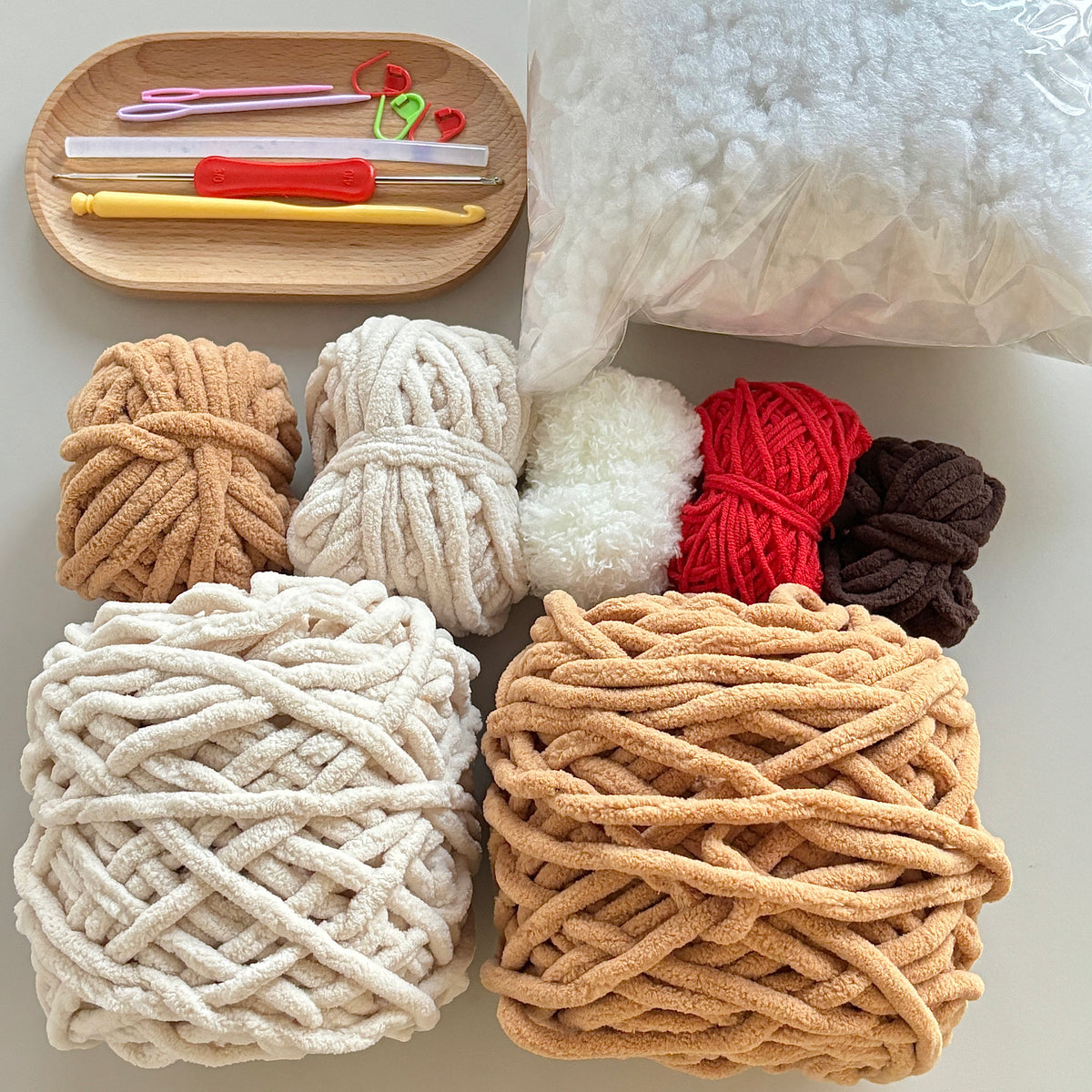 Two bears crochet Christmas scarf, bear doll material kit for hand knitting