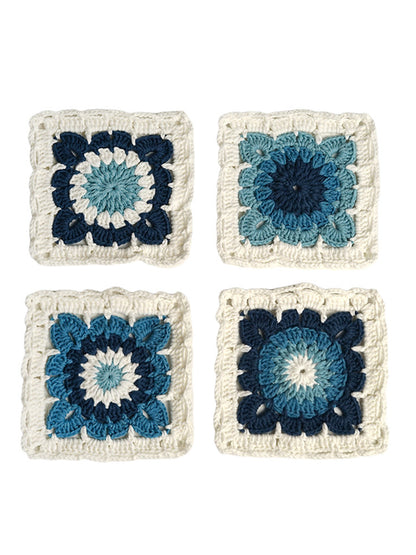 DIY crochet blue and white porcelain coaster kit; homemade Maillard yarn heat insulation mat gift for family friends
