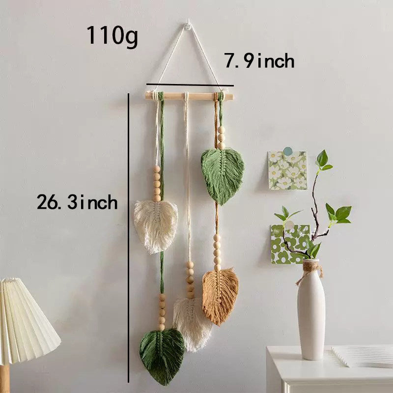 Hand-woven leaf tapestry, a fresh and charming room renovation wall decoration for guesthouses and guesthouses.