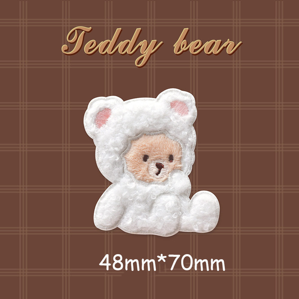 Plush Bear Scarf Embroidery Patch