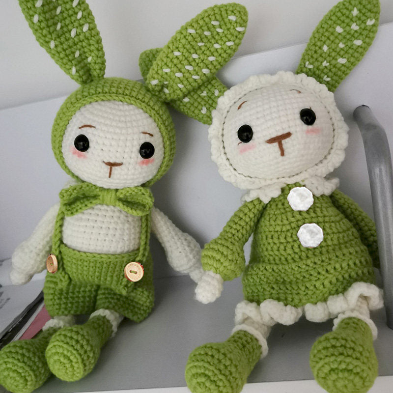 DIY Crochet Doll Kit Handmade Gift Yarn Doll Couple Rabbit for friend family