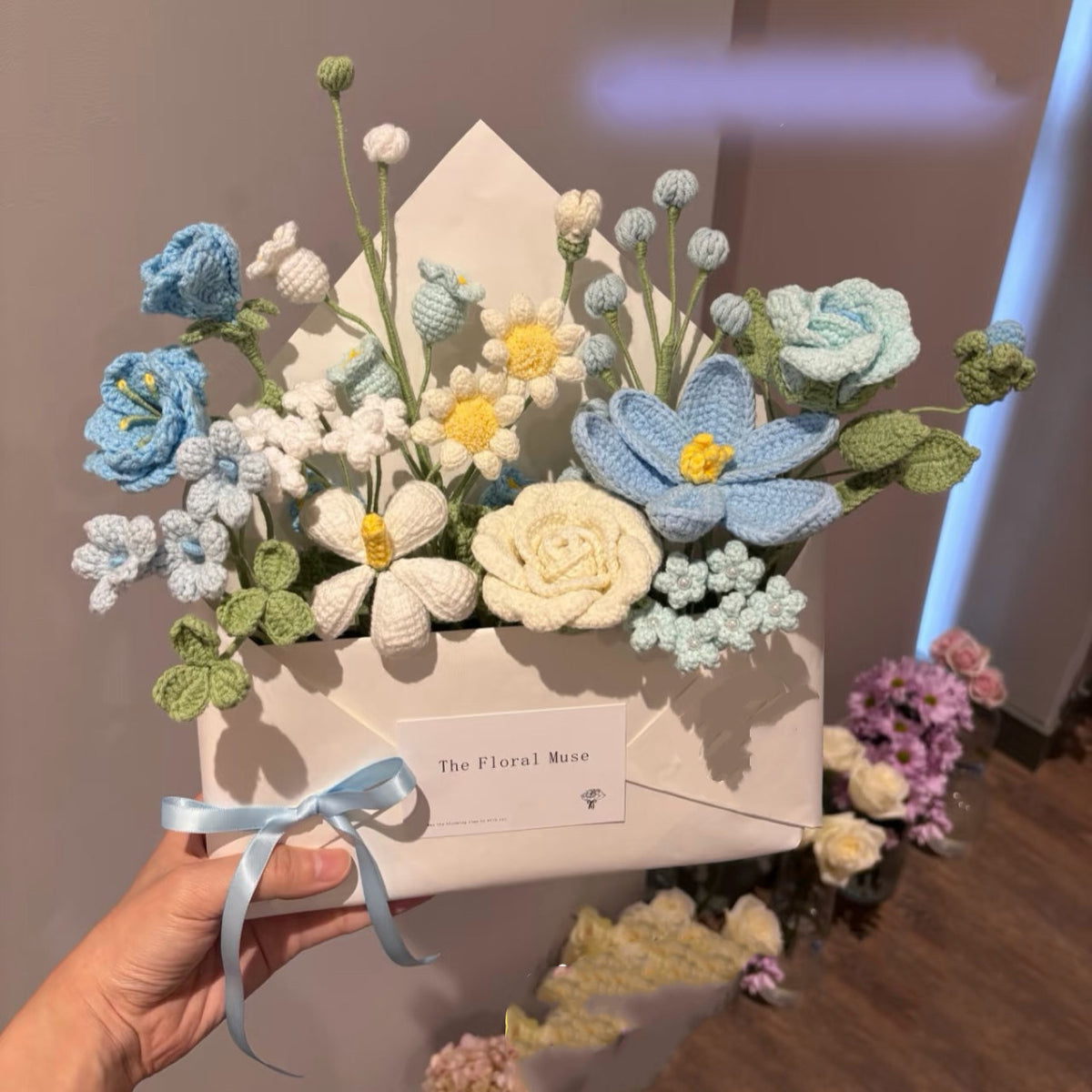 Handmade crochet diy jasmine rose yarn bouquet hand-made flower material package homemade gift