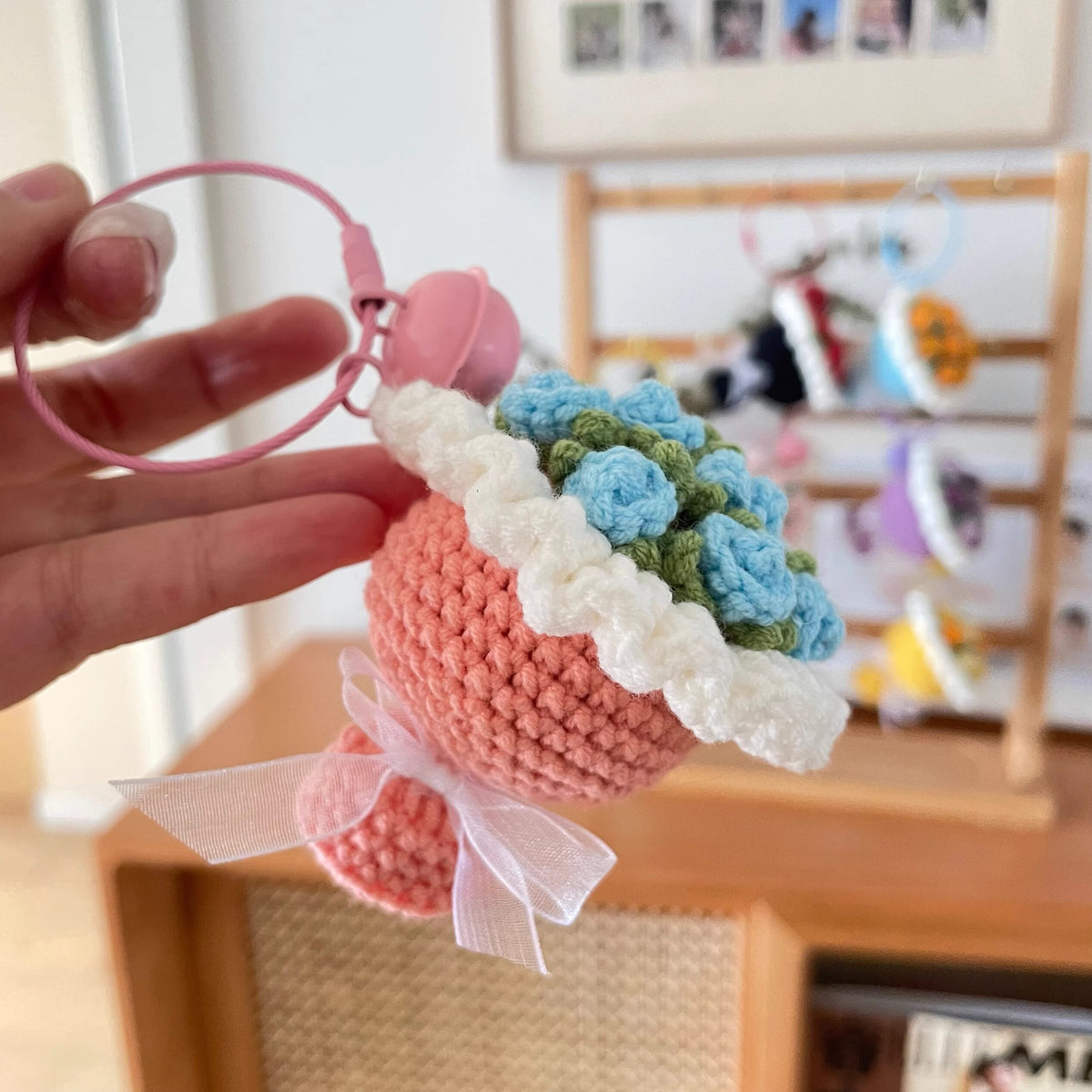 various colorful crocheted ice cream cones