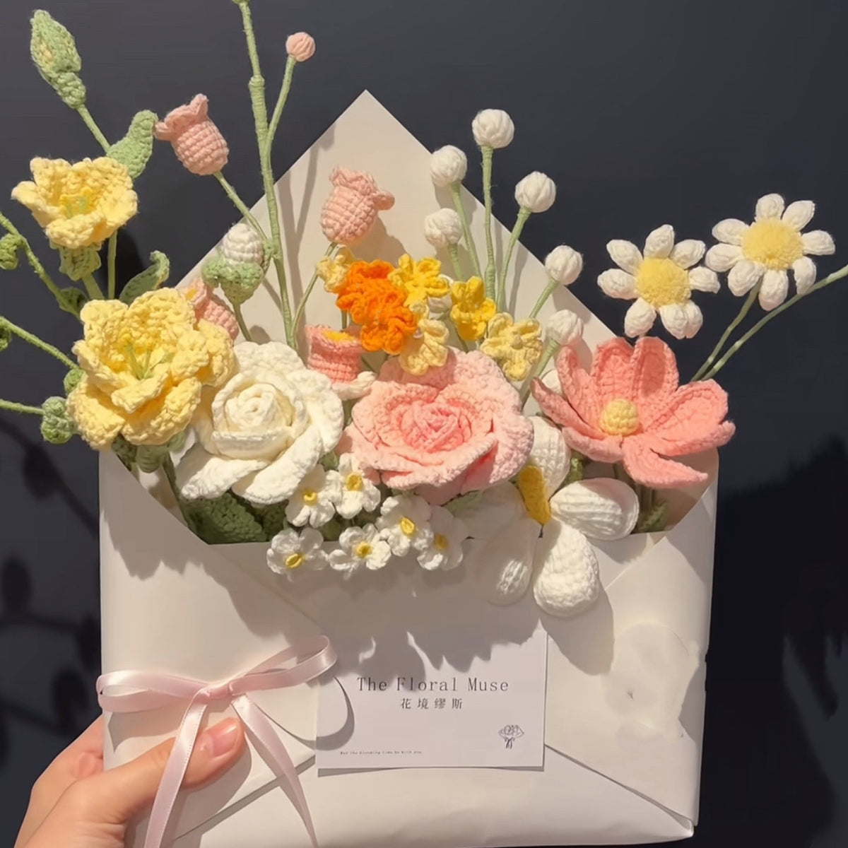 Handmade crochet diy jasmine rose yarn bouquet hand-made flower material package homemade gift