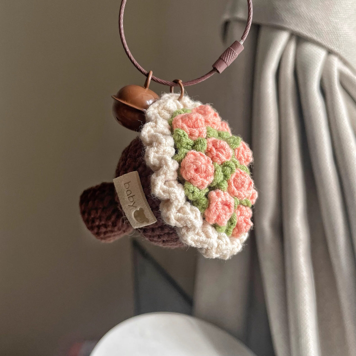 Mini bouquets, handmade crochet and knitted keychains, birthday gifts