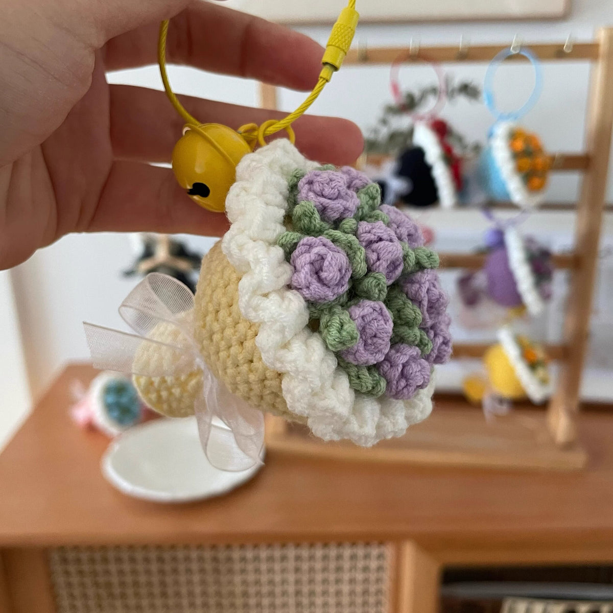 various colorful crocheted ice cream cones