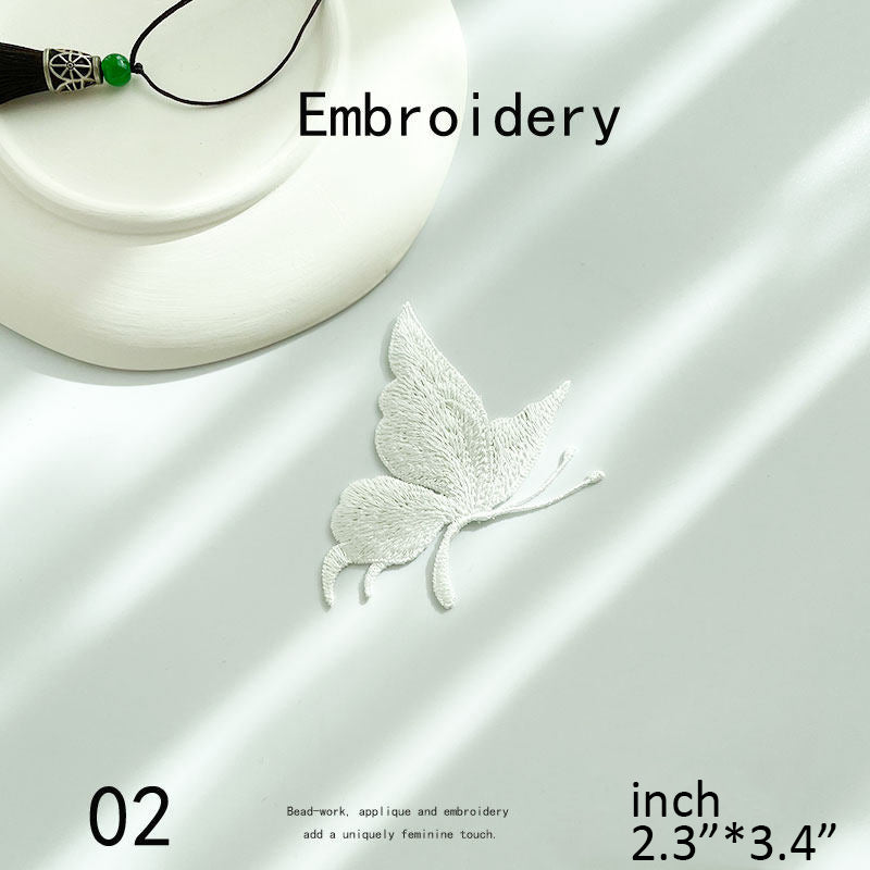 Pure White Butterfly Embroidered Patch