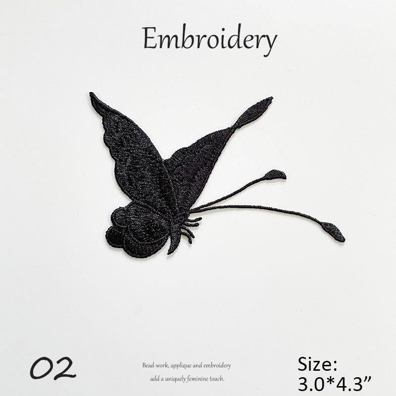 Black Butterfly Embroidery Patch