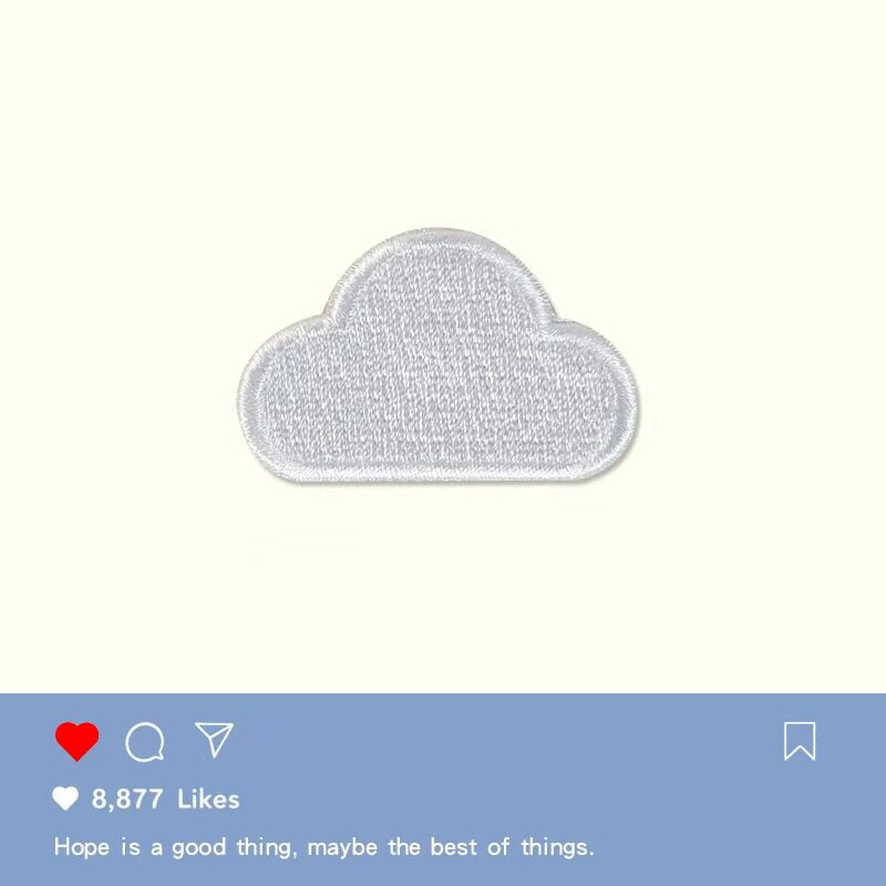 White Cloud Embroidery Patch