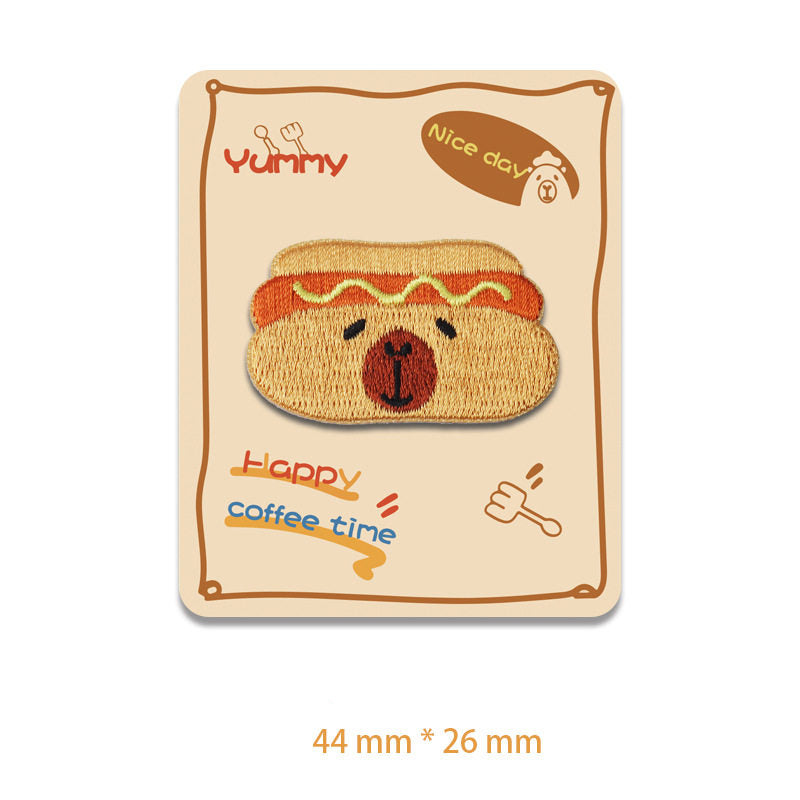 Hamburger Capybara Embroidery Patch