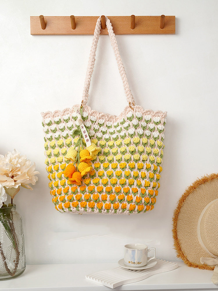 Large Gradient Tulip Handbag DIY Crochet Kit Gift
