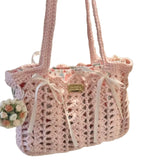 DIY Crochet Summer Floral Wedding Openwork Bag Small Round Yarn Shoulder Bag Knitting DIY Material Kit