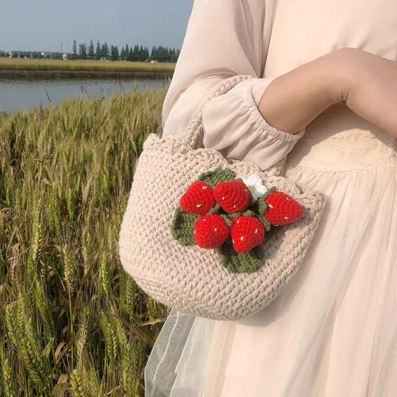 DIY Crochet Summer Floral Wedding Openwork Bag Small Round Yarn Shoulder Bag Knitting DIY Material Kit