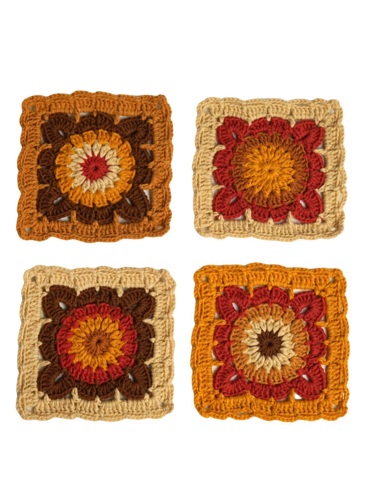 DIY crochet blue and white porcelain coaster kit; homemade Maillard yarn heat insulation mat gift for family friends