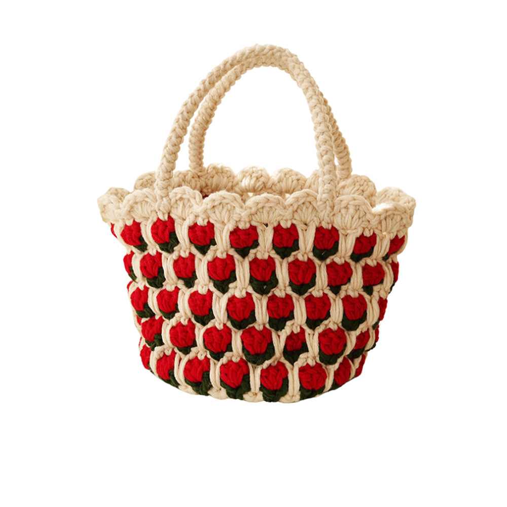 Tulip-shaped hand-knitted bag, crocheted bag, DIY material kit, homemade gift