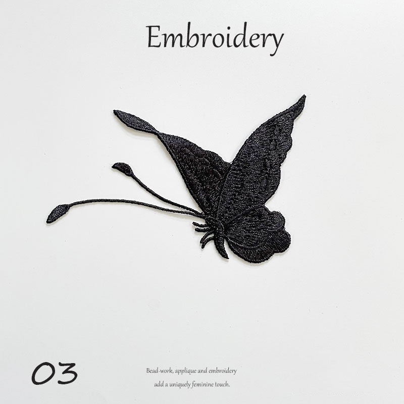 Black Butterfly Embroidery Patch