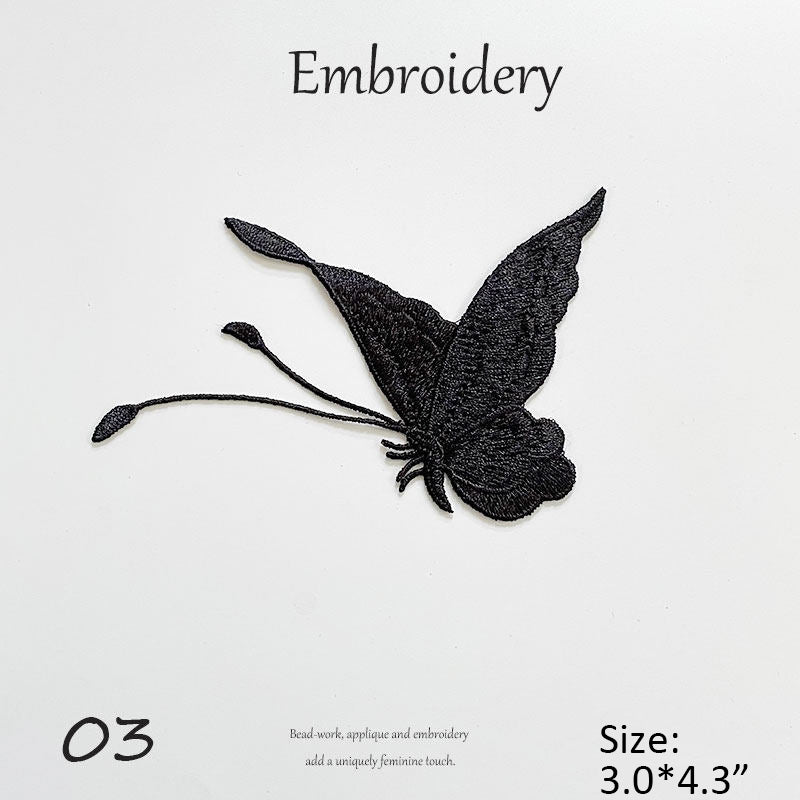 Black Butterfly Embroidery Patch