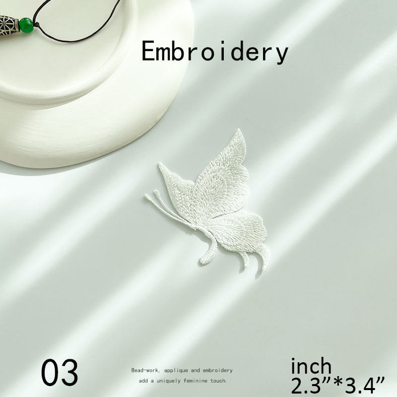 Pure White Butterfly Embroidered Patch