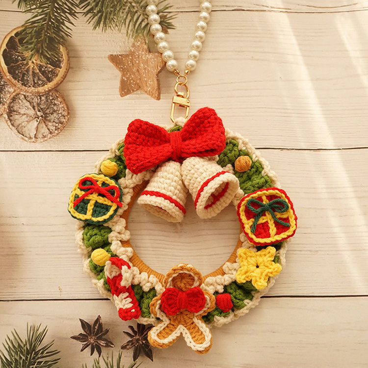 DIY Christmas wreath kit, handmade crochet Christmas gift decoration, door hanging