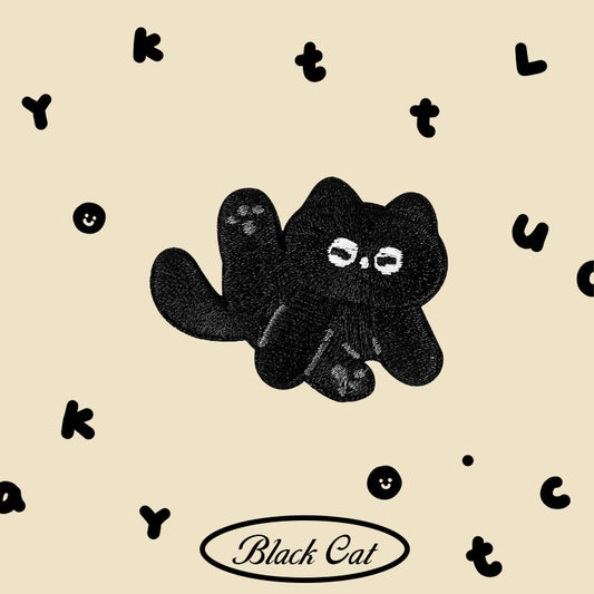 Cartoon Black Cat Embroidery Patch