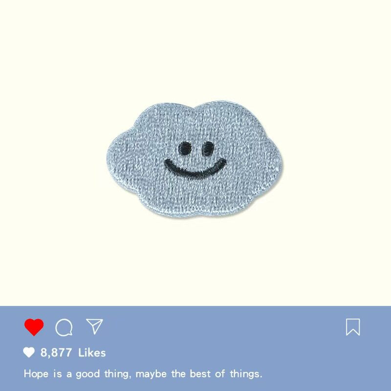 White Cloud Embroidery Patch