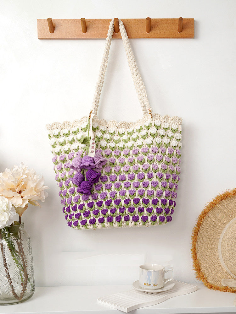 Large Gradient Tulip Handbag DIY Crochet Kit Gift