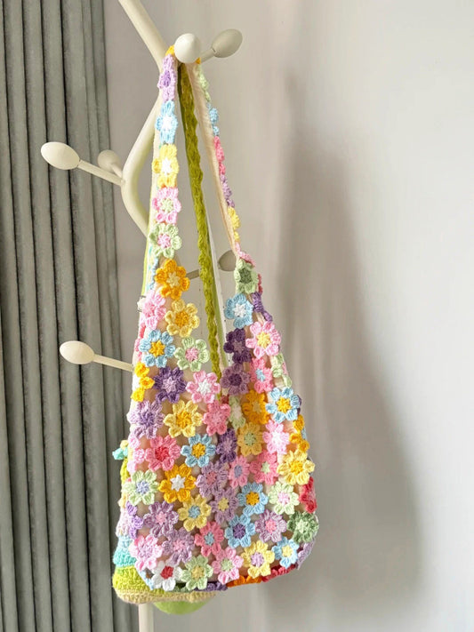 Hand-Knitted Wool Bag DIY Kit — Xuefeier Floral Shoulder Bag (Crochet Materials Pack) — A Perfect Gift