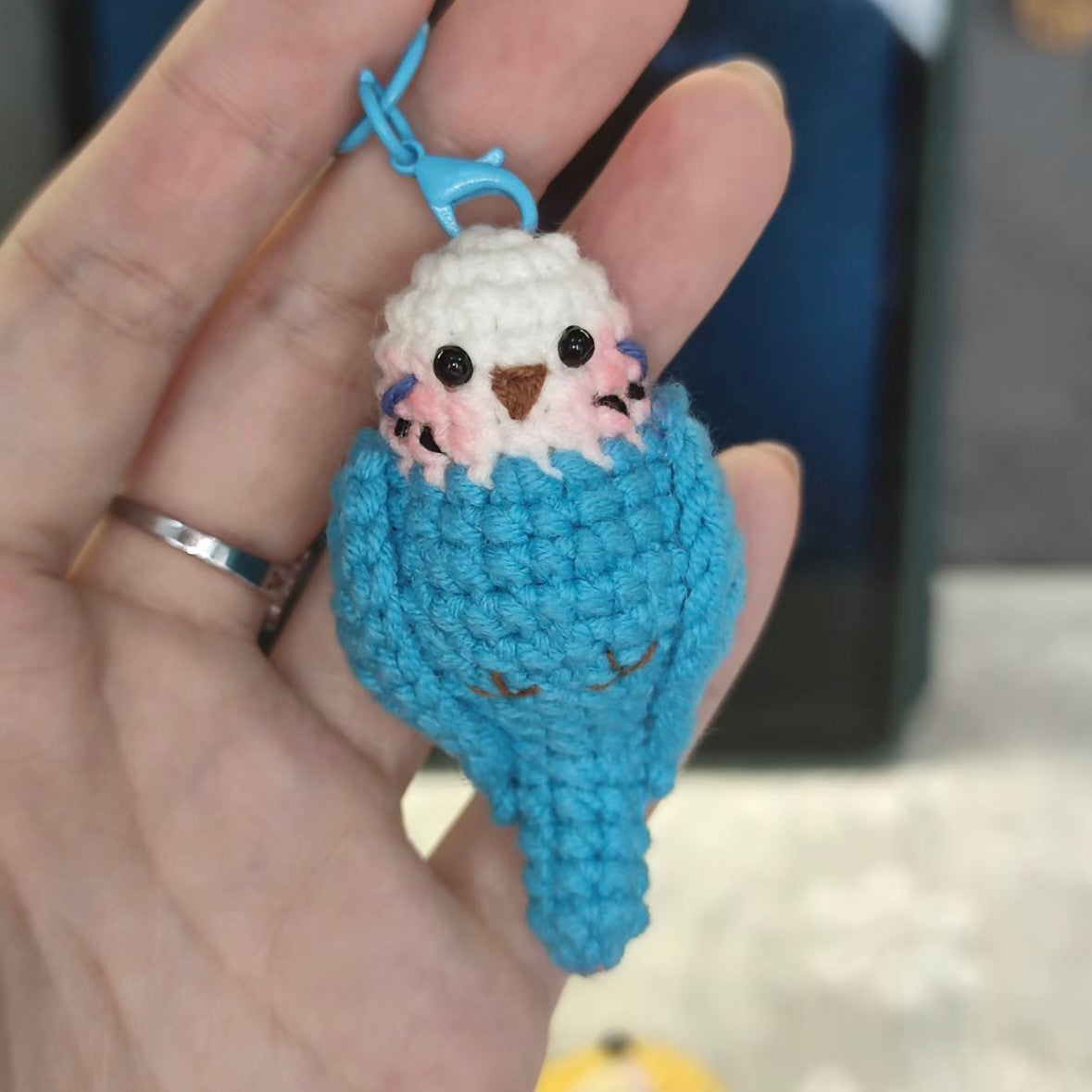 Beginner DIY craft kit,crochet hooks, cute realistic parrot pendant, keychain, gift.