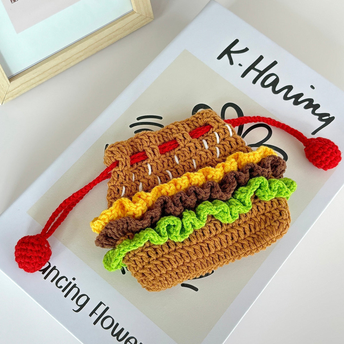 DIY Crochet Kit for Hamburger Drawstring Bags and Coin Purses - Cute Gifts