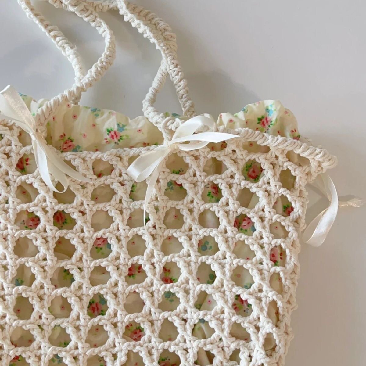 DIY Crochet Summer Floral Wedding Openwork Bag Small Round Yarn Shoulder Bag Knitting DIY Material Kit