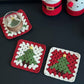 Christmas hat coaster crochet DIY kit yarn handmade Christmas tree gift