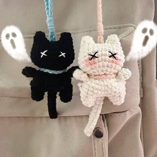 Working Cat Yarn Knitting Kit - DIY Crochet for Beginners - Fun Charm Keychain
