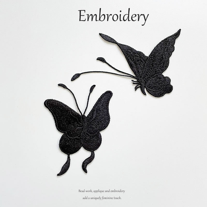 Black Butterfly Embroidery Patch