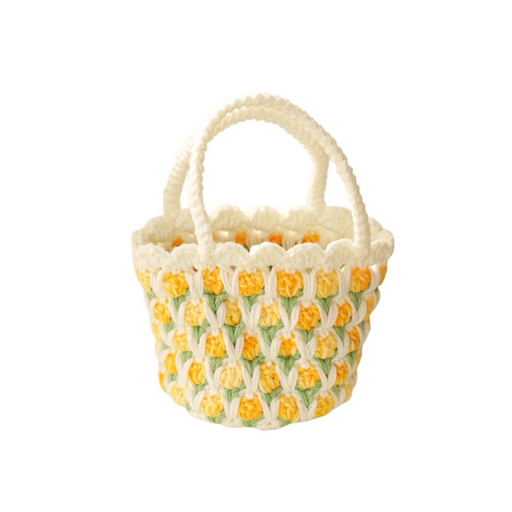 Tulip-shaped hand-knitted bag, crocheted bag, DIY material kit, homemade gift