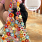 DIY Crochet Bag Material Kit with Yarn, Homemade Knitted Flower Shoulder Bag