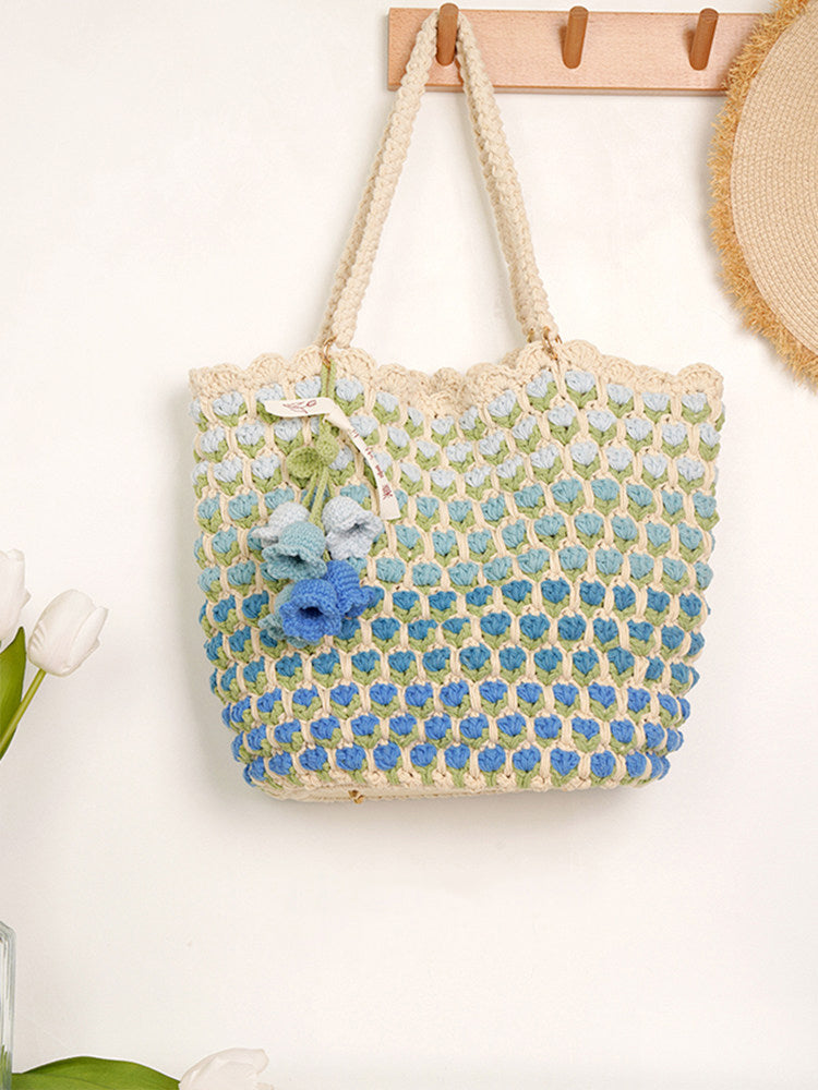 Large Gradient Tulip Handbag DIY Crochet Kit Gift