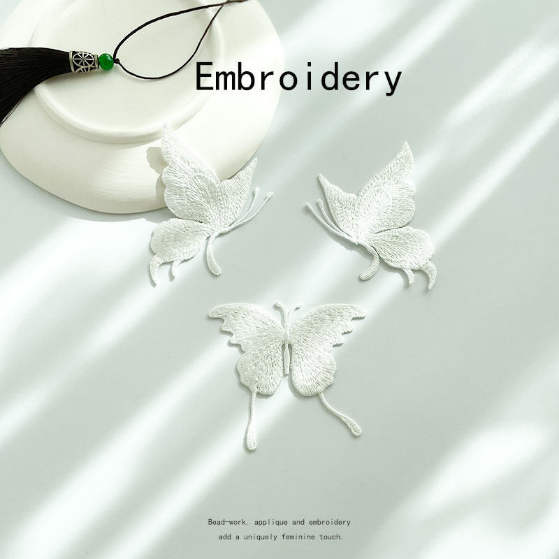 Pure White Butterfly Embroidered Patch