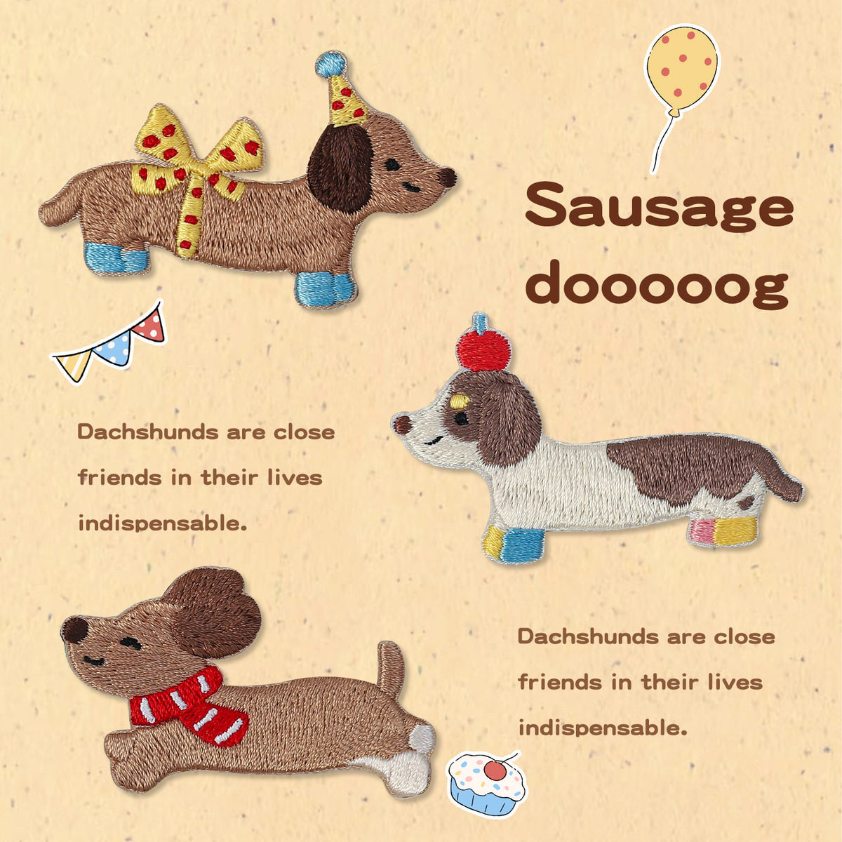 Soft & Cute Dachshund Embroidery Patch