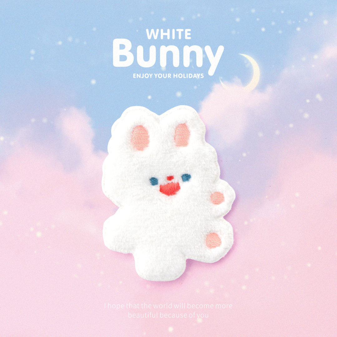 Soft and Cute Rabbit Embroidery Patch