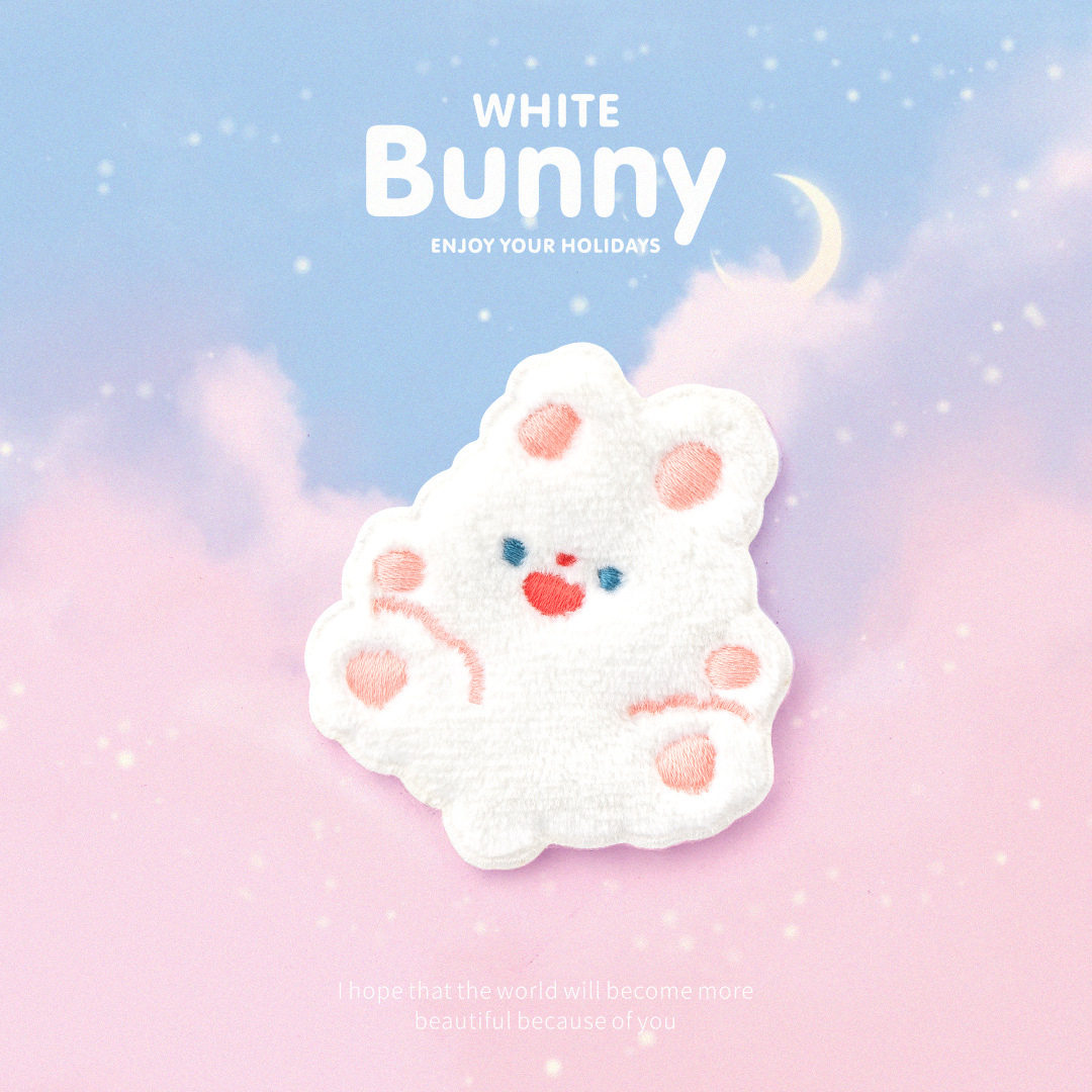 Soft and Cute Rabbit Embroidery Patch