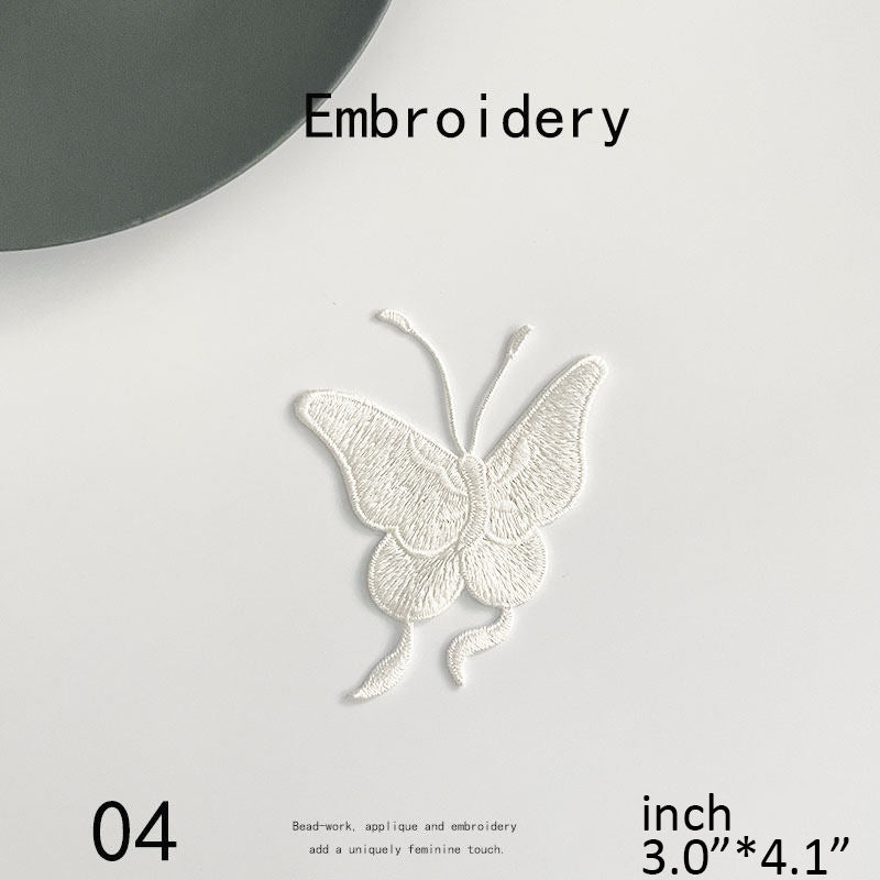 Pure White Butterfly Embroidered Patch