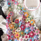DIY Crochet Bag Material Kit with Yarn, Homemade Knitted Flower Shoulder Bag