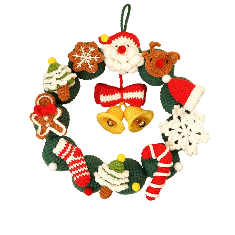DIY Christmas wreath kit, handmade crochet Christmas gift decoration, door hanging