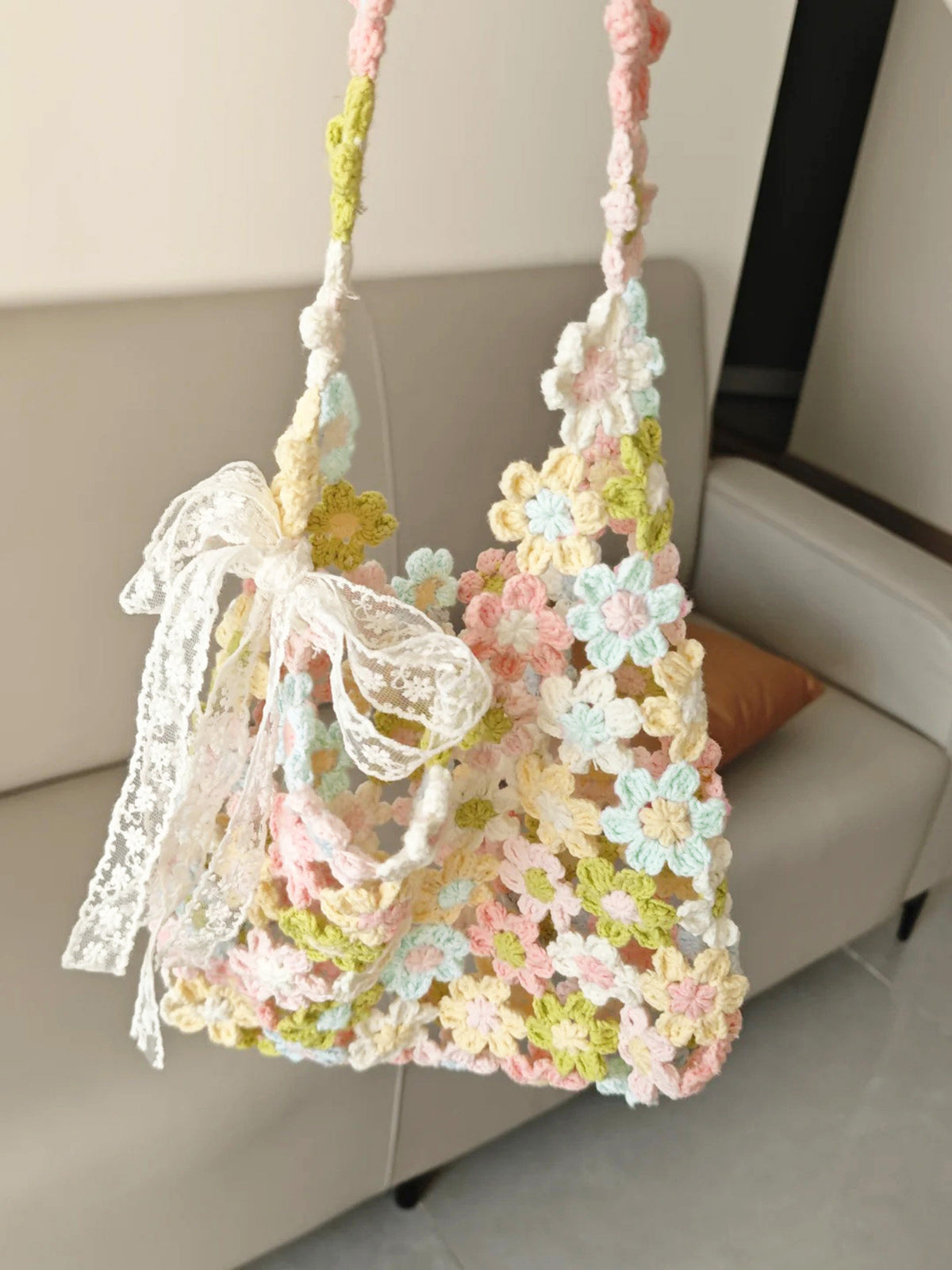Hand-Knitted Wool Bag DIY Kit — Xuefeier Floral Shoulder Bag (Crochet Materials Pack) — A Perfect Gift