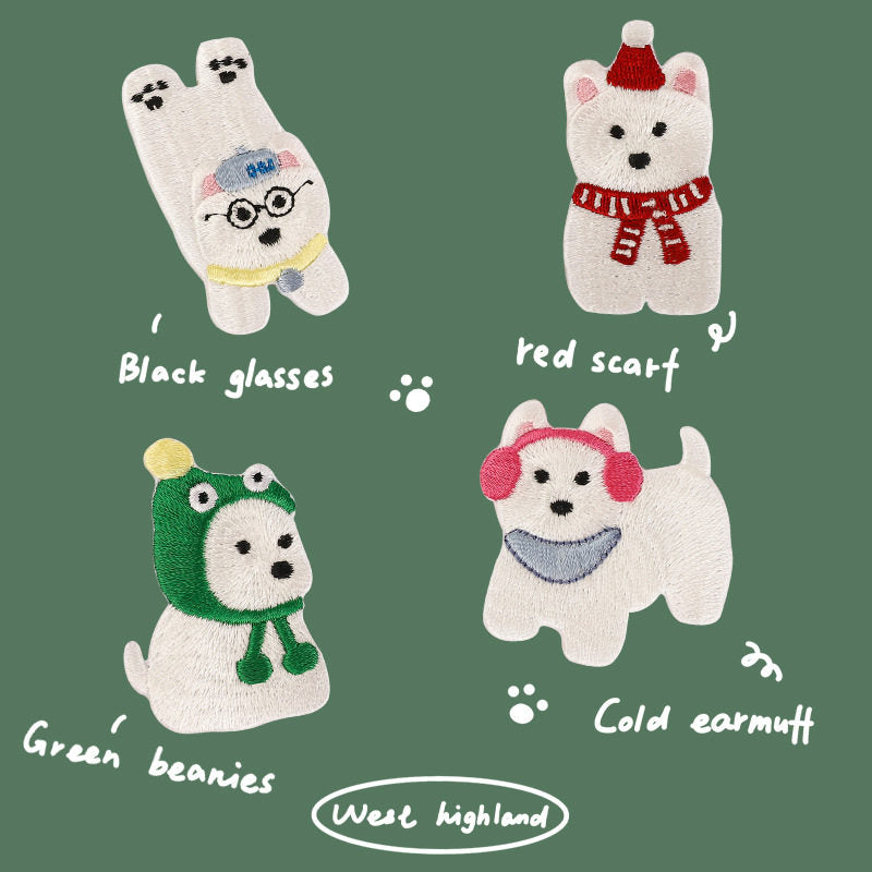 Korean-Style Dog Embroidery Patches