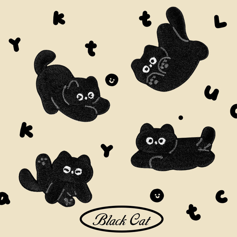 Cartoon Black Cat Embroidery Patch