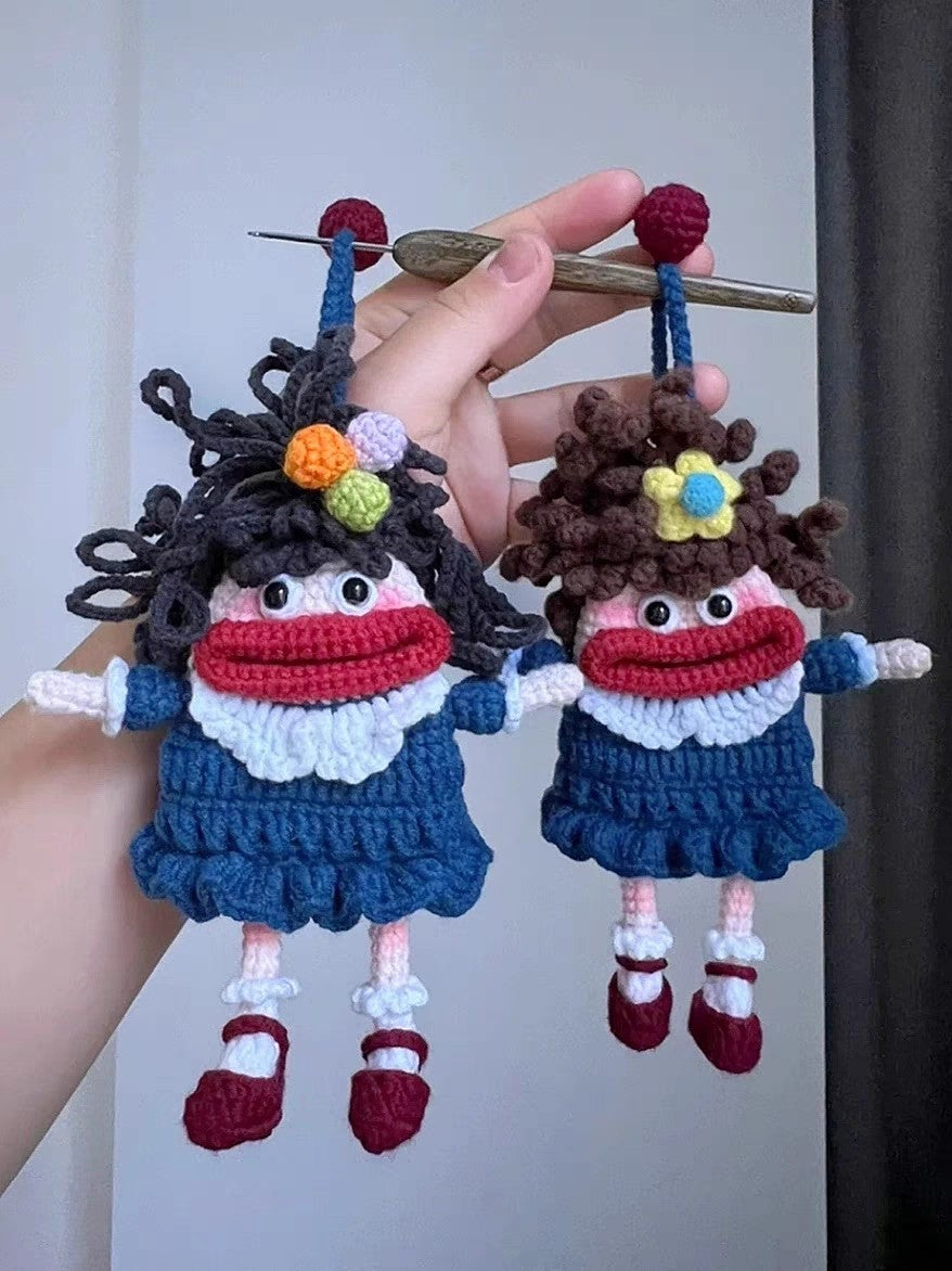 Ugly-cute DIY car key pouch kit, handmade yarn, crochet, cute pendant gift