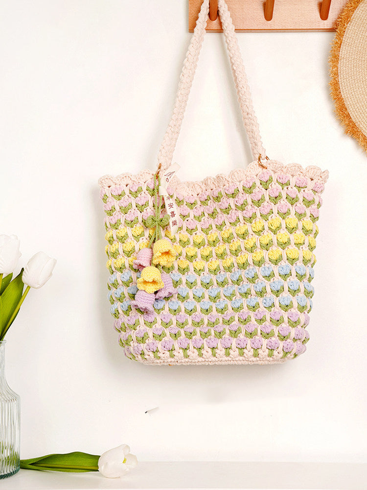 Large Gradient Tulip Handbag DIY Crochet Kit Gift